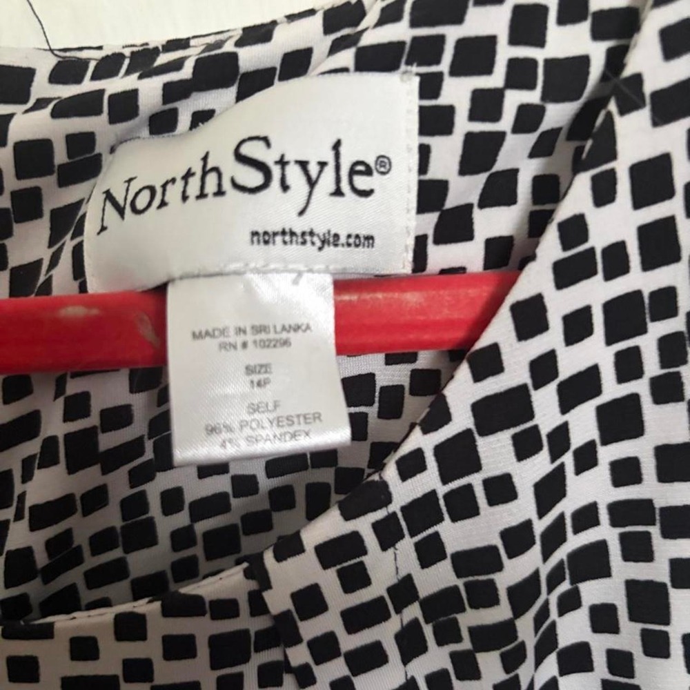 NorthStyle Black White Geometric Square Print Sleeveless Midi Dress 14P